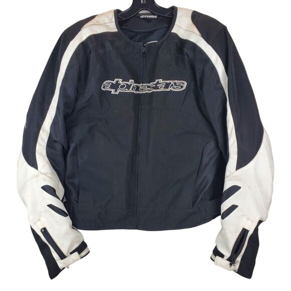 Alpinestars Other - ALPINESTARS Jacket Adult XL White Black Spell Out Motorcycle Full Zip w/ Armour